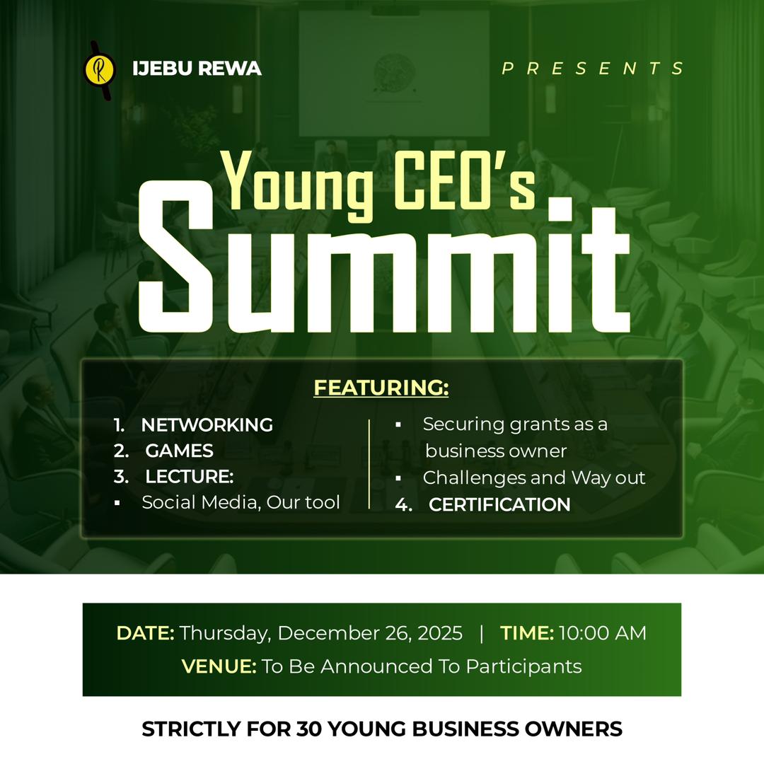 IJEBU REWA SET TO HOLD MAIDEN EDITION OF YOUNG CEOs SUMMIT